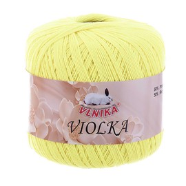 Violka Crochet Yarn 50 g Cotton Partially Recycled Classic Yarn Fillet Yarn Plain Colour: Light Yellow