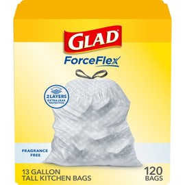 Unbranded Glad ForceFlex Trash Bags, 13 Gallon, Fragrance Free, 120 Count