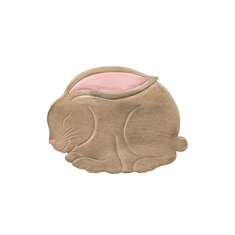 Bunny Design Hand Carved Acacia Hardwood Decorative Short Stool