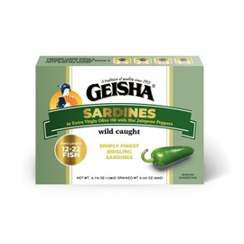GEISHA Sardines in Extra Virgin Olive Oil with Hot Jalapeno Peppers 3.75OZ. (Pack of 9), Brisling Sardines | No Trans fat － Gluten Free－NON-GMO － BPA NI－Excellent Source of Protein－Ready to Eat －Omega3 fatty acid 1,700mg－Omega6 fatty acid 2,000mg－Omega9 fatty acid 5,000mg