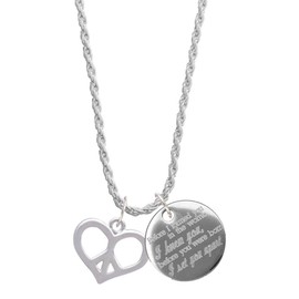Delight Jewelry Silvertone Heart Peace Sign I Knew You, I Set You Apart Charm Necklace, 20"+3"