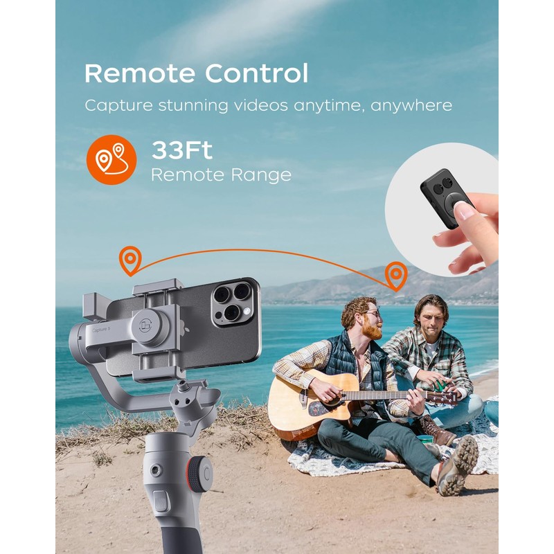 FUNSNAP Capture5 Gimbal Stabilizer for Smartphone, Magnetic AI Tracker Fill