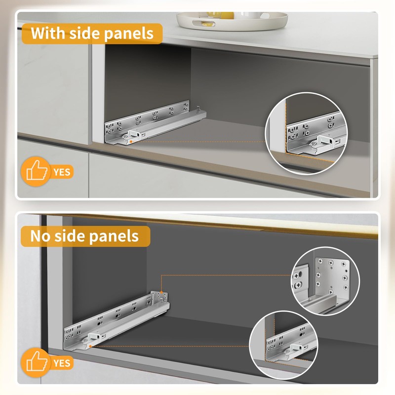 BAIDICE Soft Close Bottom Mount Drawer Slides 9 Inch Rails