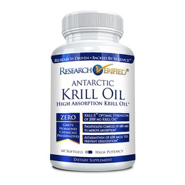 Research Verified Antarctic Krill Oil - Improve Heart Function, Boost Cognition - 2000mg - 60 Softgels - Made in The USA