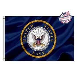 Mosprovie Navy Emblem Military Flag 5x8 Outdoor Double Sided- Heavy Duty 3ply United States Navy Flags Super Durable USN Flags 4 Rows Stitched Edge Canvas Header with 2 Brass Grommets
