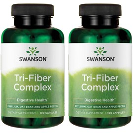 Swanson Swanson Tri-Fiber Complex - Digestive Health Supplement Made with Psyllium, Oat Bran, '&' Apple Pectin - (100 Capsules) 2 Pack