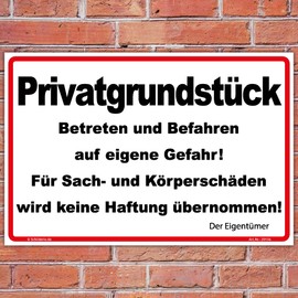 Sign Privatgrundstück Betreten und Befahren Sign 210 x 140 mm Sturdy Aluminium Composite Panel 3 mm Thick