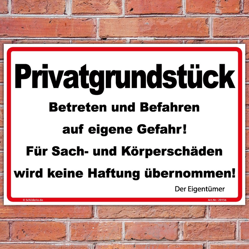 Sign Privatgrundstück Betreten und Befahren Sign 210 x 140 mm