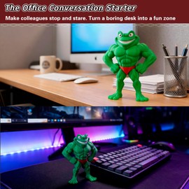 vhemo Muscular Frog Statue 3D Printed Funny Gym Desk Decor, Flexing Muscle Frog Figurine Fitness Desk Decoration for Men Office Home, Weird Cute Room Collectible Gift