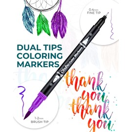Ohuhu Ohuhu Dual Brush Pen Set, 100 Filzstifte Doppelseitig Pinselstifte Aquarell Marker Fineliner Set für Kalligraphie Handlettering Manga Journal, Filzstifte Dicke und Dünne für Erwachsene, Maui-Serie