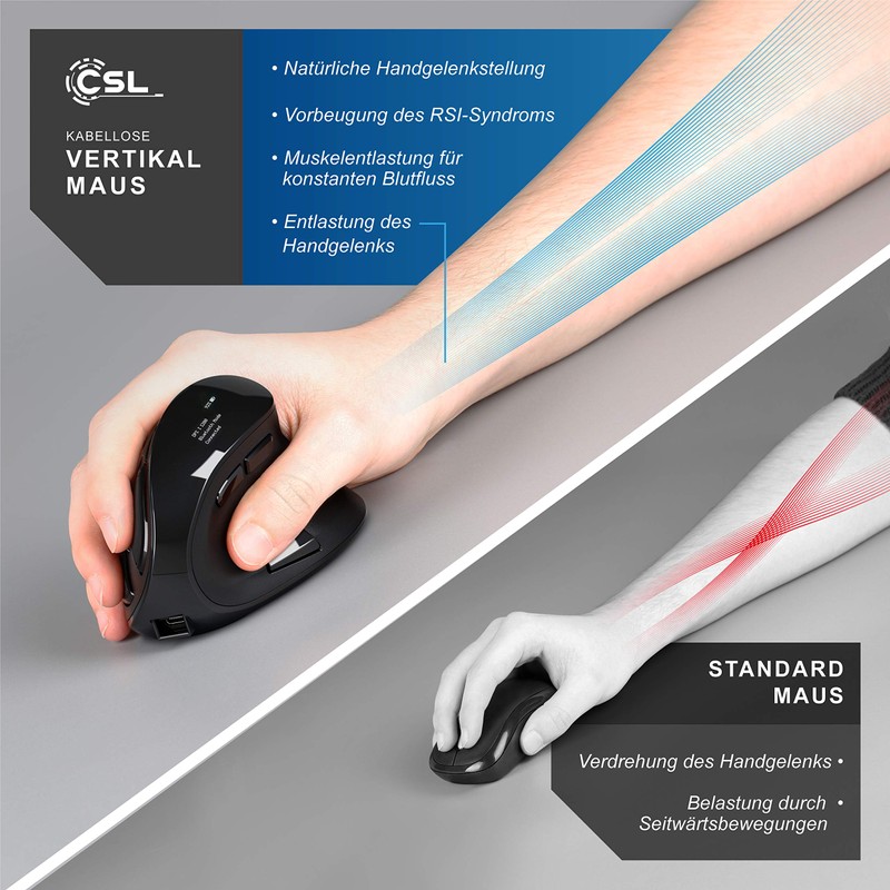 CSL - Optical Vertical Mouse Wireless - Wireless Mouse -