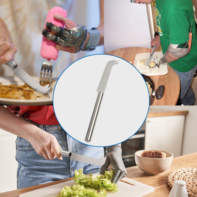 One-Handed Tableware Knife for Hemiplegia Amputees Patient Independent Dining, Angled