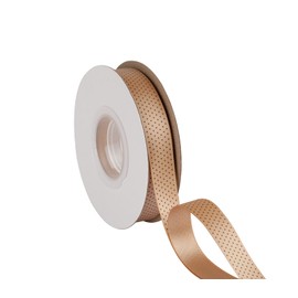 Joycrosso 16mm Wide Dots Printed Satin Ribbon with Black Dots, Ideal for Hair Bows Gift Wrapping and Crart, 22 Meters-Roll (Tan)