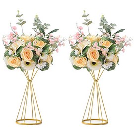 Sziqiqi - Centros de mesa dorados para mesa de boda, soportes geométricos de metal para mesas de centro de mesa, elevadores altos metálicos para recepción, 20 pulgadas, Centros de Mesa para Bodas