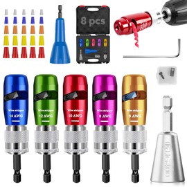 US Regulations Wire Stripping for Drill, Wire Stripping Tool & Wire Twisting Connector Set, Wire Twister Tool for Drill, 8 in 1 Quickly Drill Wire Stripping Professional Electrician Tools Set（8pcs）