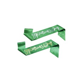 St Patrick's Green Satin Sash KISS ME I'M IRISH Sash Belt St Patrick's Day JHSP32, Set-c1, One Size