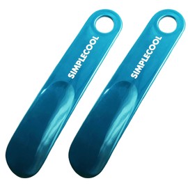 SIMPLECOOL Plastic Shoe Horn, Portable Travel Shoe Horns. Small Shoehorn Boot Shoehorns, Shoes Wearing Helper Spoon Stick Assist Tool for Men Women Seniors Kids. (Blue/7.5"/2pcs)