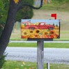 Wamika Winter Red Truck Snowflake Christmas Tree Mailbox Cover Magnetic