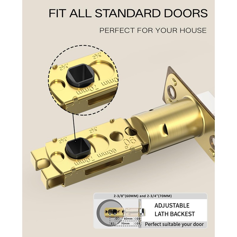 Asidrama 1 Pack Privacy Antique Brass Crystal Door Knob with