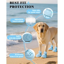 Tuqila Dog Boots for Hot Pavement & Snow, Waterproof Non-Slip Dog Shoes with Reflective Straps, Adjustable Pet Booties for Small to Large Dogs, Outdoor Paw Protection, 4Pcs