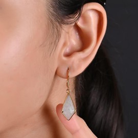 Gempires Aventurine Kite Earrings for Women, Crystal Earrings, Dangling Earrings, Prong Setting, 14k Gold Plated Hook Earrings, Gift for Her