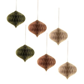 AOBKIAT Christmas Party Tree Decorations,6 PCS 3D Paper Honeycomb Lantern with Glitter Edge,Hanging Ornaments for Christmas Tree,New Year Eve,Home Office Decor