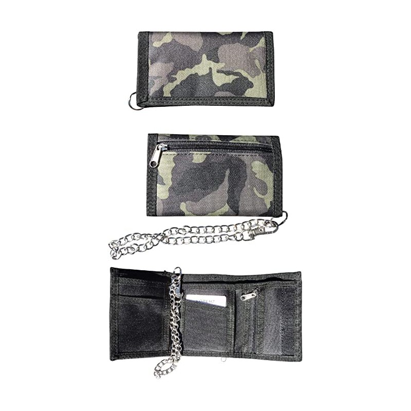 SoBo LEATHER Men's Trifold Security Wallet with Chain (Greens)