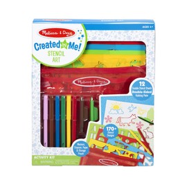 Melissa & Doug Created by Me! Stencil Art Coloring Activity Kit in Storage Pouch - 170+ Designs, 6 Markers, 2 Crayons, Paper