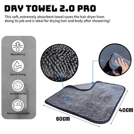 Yeria Shiny Bath XXL Dry Cloth, Pack of 3, Fast Dry Drying Cloth, 40 x 60 cm, Shower Cubicle Cloth for Water Removal in Shower and Bathroom