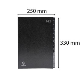 Exacompta 57012E Recycled Desk Organiser Made of Extra Strong Cardboard 12 Compartments 1-12 for DIN A4 Viewing Holes Plastic Reinforced Tabs Blue Angel Organiser Folder Expanding Folder Index Folder