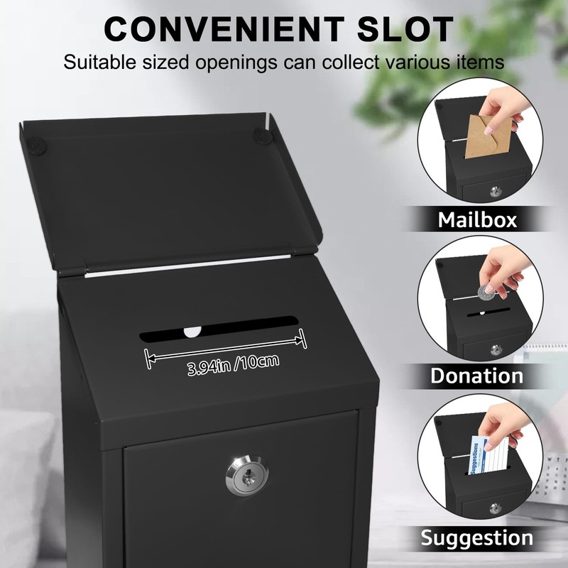 Metal Suggestion Box Donation Box with Slot Drop Box with