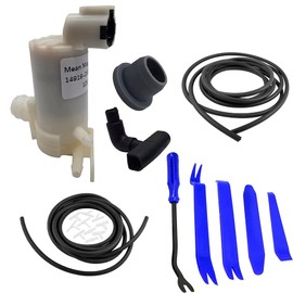 Mean Mug Auto 16212-14820C Windshield Washer Pump w/Grommet With 2x 3Meter Washer Hose, 10x Hose Connectors and 5Pcs Tools Kit - Compatible with Nissan, Infiniti - Replaces OEM #: 28920-0W000