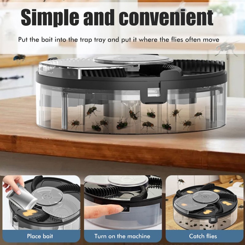 Electric Automatic Rotating Fly Trap Rechargeable Powerful Household Fly Trap