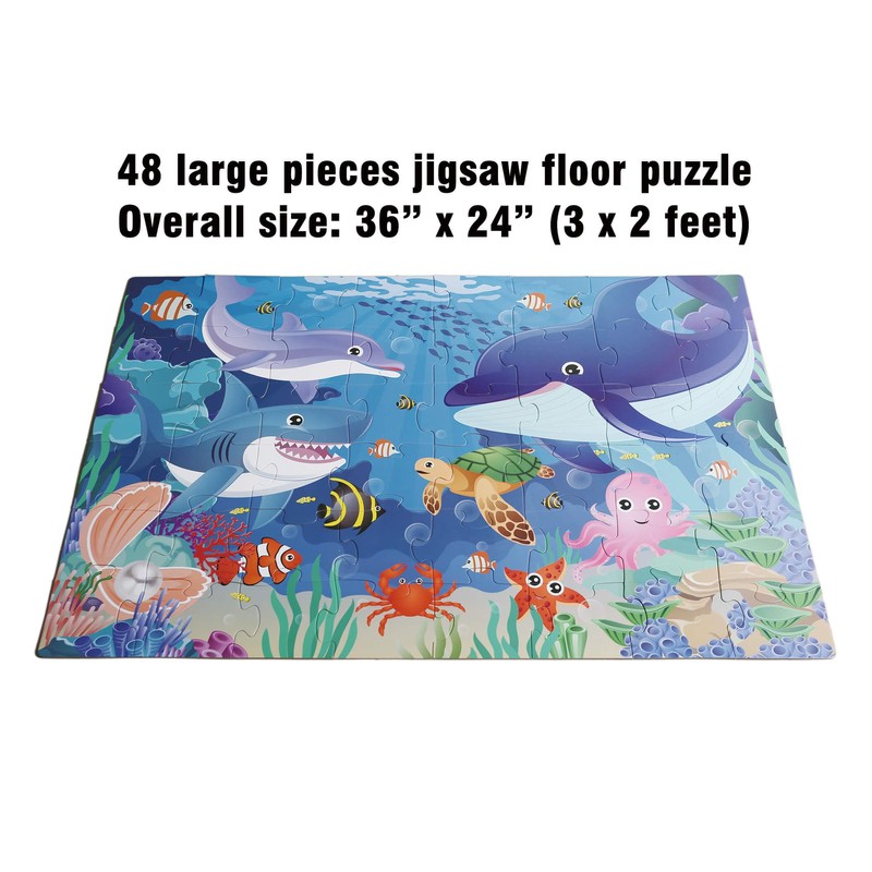 ZazzyKid Underwater 48-Piece Puzzle for Ages 3-5: Educational Underwater Jigsaw