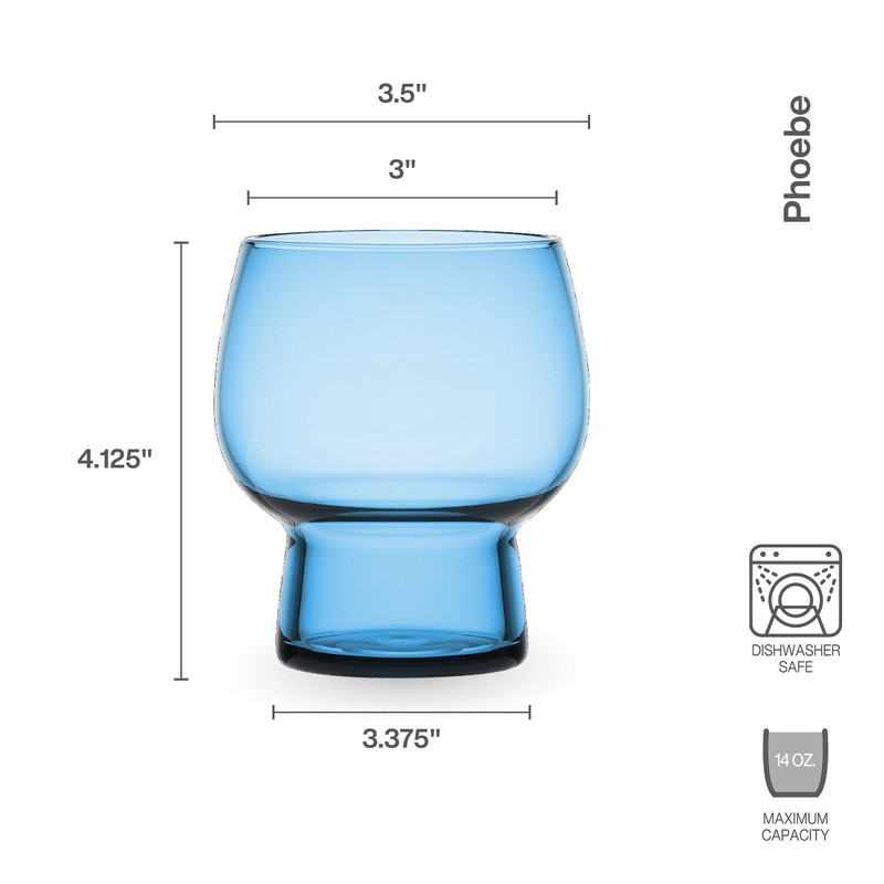 Mikasa Phoebe Double Old Fashioned Beverage, Set of 4, Blue