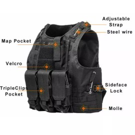 Unbranded Tactical MOLLE Vest Military Combat Police Adjustable Assault Plate Carrier USA