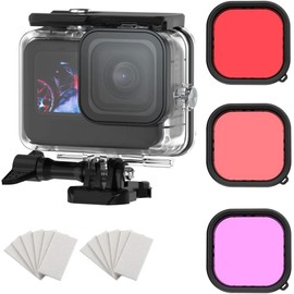 Lupholue Waterproof 60M Transparent Underwater Housing Case with Filter and 12 Anti-Fog Inserts for GoPro Hero 12 11 10 9