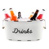 AuldHome White Enamelware Drinks Tub; Rustic Metal Beverage Serving Container