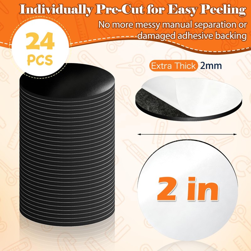 24pcs 2 Inch Round Magnets with Adhesive Backing 80 Mil
