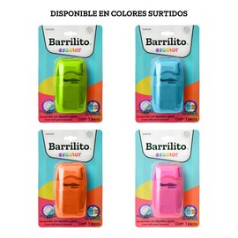 Sacapuntas plástico doble grande con depósito y goma de borrar, blíster con 1 pieza.