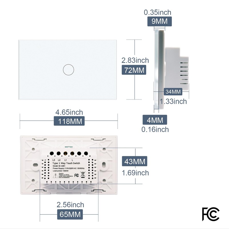 LOUYSGEN Light Switch No Neutral Wire,Wireless Light Switch No WiFi,Tempered