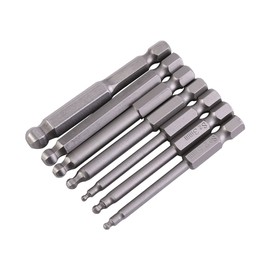 Screwdriver Bits Ball, Akozon Magnetic Ball Screwdriver Bits Hex Shank 7 Pieces 1/4 inch Hex Shank 65mm Screwdriver Ball End Head Hexagon Hex Set