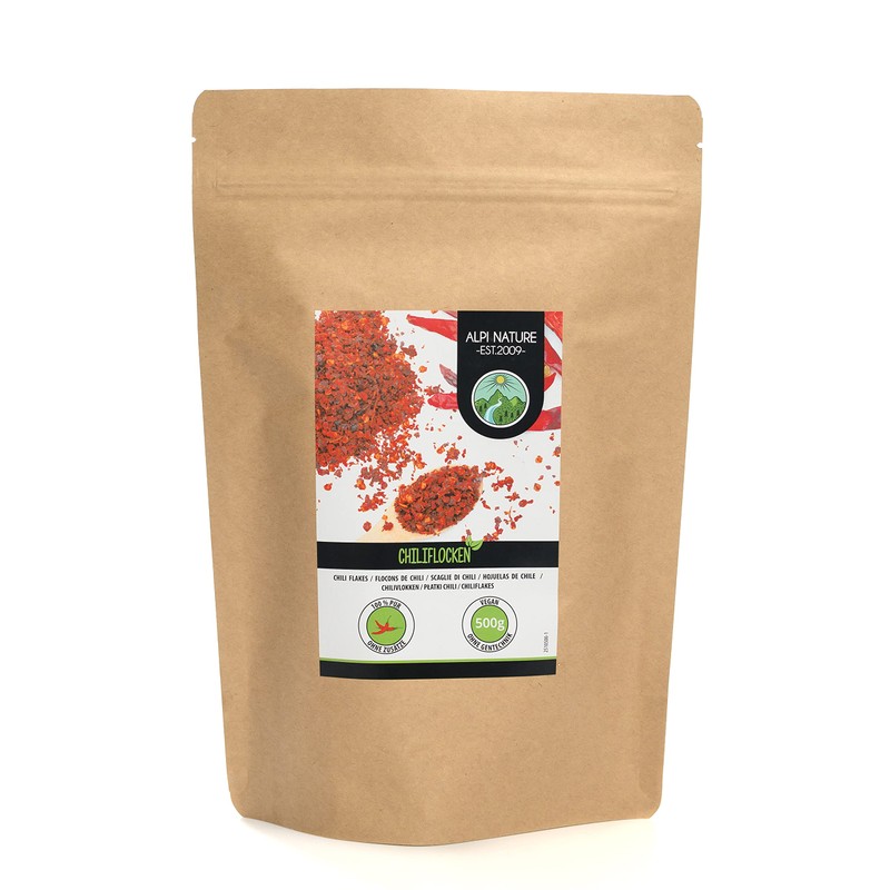 Chili flakes (500g, 1.1lb), crushed chili peppers 100% natural and