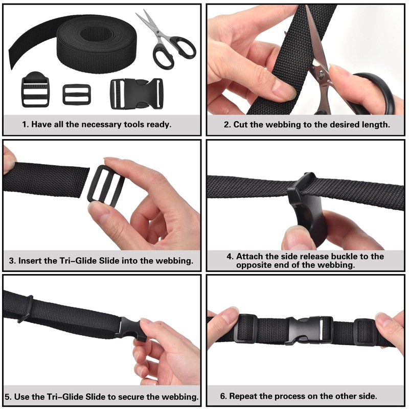 GGXZHT Webbing Strap for Bags with Plastic Buckle Flat Side