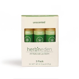 Herb’N Eden Original Lip Balm Pack of 3 | Moisturizing and Soothing for Dry, Chapped Lips | 100% Natural Ingredients | Essential Oils