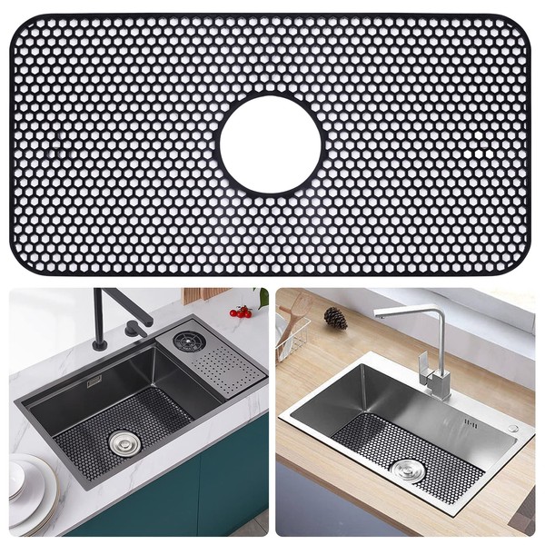 LONGFITE Sink Protector Mat 24.8"x 13" Silicone Farmhouse Kitchen Single