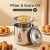 Oil Strainer Pot 34oz Stainless Steel, Bacon Grease Container Saver