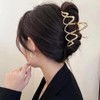1 Pack Metal Gold Hair Claw Clips for Women French