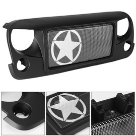 SUNPIE Front Grille Replacement Compatible with Jeep Wrangler JK JKU Unlimited 2007-2018 2 Doors/4 Doors, Automotive Grilles Mesh ABS Grille