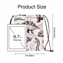 Sotunad Dinosaurs Seamless Pattern Drawstring Backpack Adjustable Shoulder Strap Drawstring Bag Sutiable for Sports Beach Short Travel Stroage 14x16.9 Inch